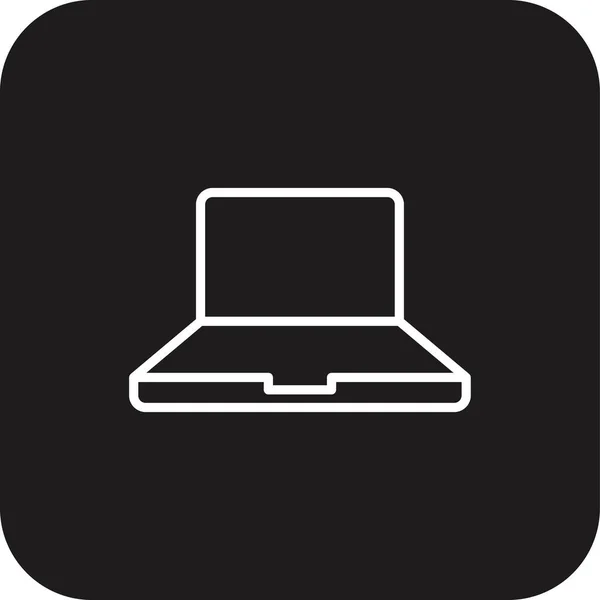 Ikona Laptop Marketing Černým Vyplněným Stylem Čáry Tablet Notebook Zařízení — Stockový vektor