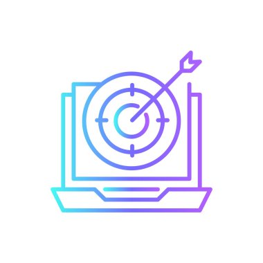 Mavi duoton tarzında hedef pazarlama simgesi. Hedef, başarı, strateji, konsept, başarı, doğru, odaklanma. Vektör illüstrasyonu