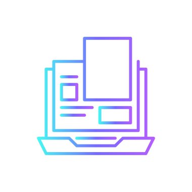 Mavi duotone tarzında blog Pazarlama simgesi. İnternet, web, sosyal, mesaj, iletişim, online, web sitesi. Vektör illüstrasyonu