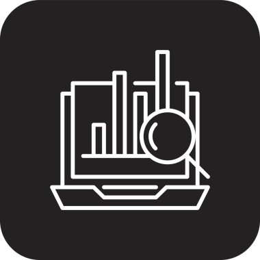 Siyah çizgili analitik pazarlama simgesi. veri, analitik, grafik, grafik, büyüme, araştırma, diyagram. Vektör illüstrasyonu