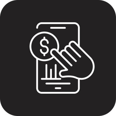 Tıklama Simgesi Başına Siyah Dolu Satır Stili Öde. İnternet, internet, arama, reklam, medya, para, cep telefonu. Vektör illüstrasyonu