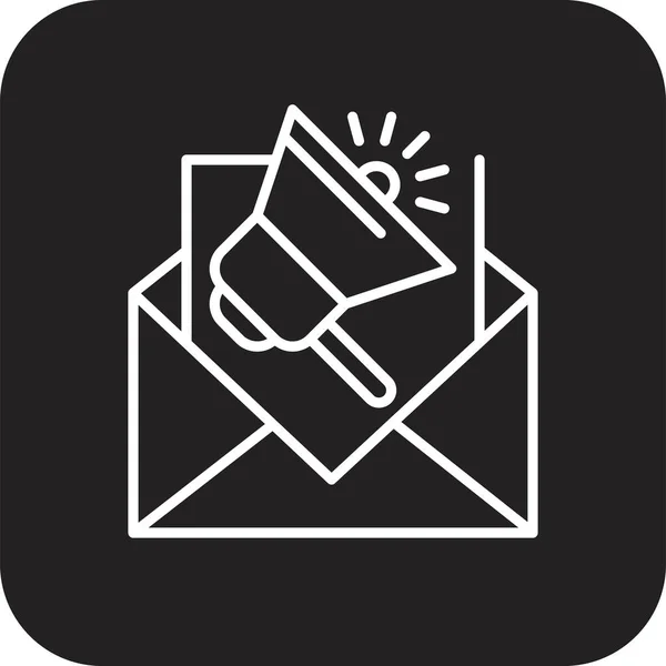 电子邮件营销图标与黑色填充行风格 Web Mail Address Internet Envelope Mobile 矢量说明 — 图库矢量图片