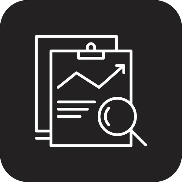 ブラックフルラインスタイルのリサーチマーケティングアイコン データ チャート レポート ベクターイラスト — ストックベクタ