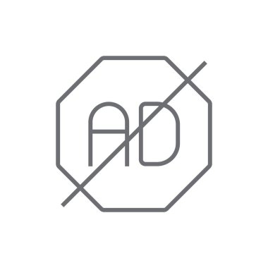 Siyah taslak biçimli Ad Block Pazarlama simgesi. ad dijital güvenlik engelleyici