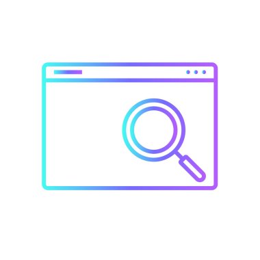 SEO pazarlama ikonu mavi duoton tarzında. İnternet, arama, arayüz, sembol, motor, tarayıcı. Vektör illüstrasyonu