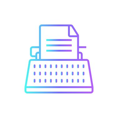 Mavi duoton tarzında metin yazarı pazarlama simgesi. seo, media, content, social, article, blog, idea. Vektör illüstrasyonu