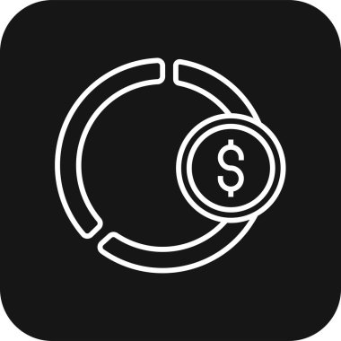 Bütçe pazarlama simgesi, siyah doldurulmuş çizgi tarzı. Ekonomi, finans, büyüme, para, finans, yatırım, kâr. Vektör illüstrasyonu