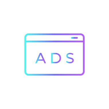 Reklam pazarlama ikonu mavi duoton tarzında. medya, internet, ağ, strateji, promosyon, kampanya, seo. Vektör illüstrasyonu