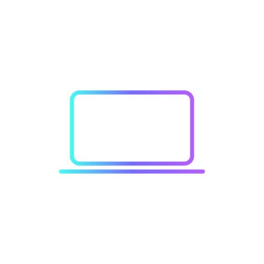 Mavi duoton tarzında dizüstü bilgisayar pazarlama simgesi. bilgisayar, cihaz, bilgisayar, ekran, defter, ekipman, dijital. Vektör illüstrasyonu