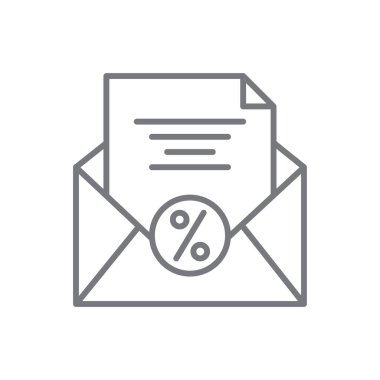 Siyah taslak biçimli bir e- posta pazarlama simgesi. İnternet, mesaj, posta, adres, internet, zarf, mektup. Vektör illüstrasyonu