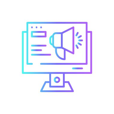 Mavi duoton tarzı Dijital Kampanya Pazarlama ikonu. pazarlama, web, medya, strateji, sosyal, internet, online. Vektör illüstrasyonu