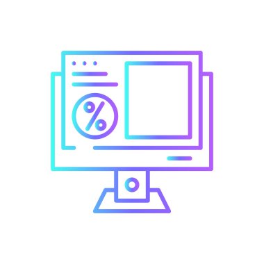 Online Pazarlama ikonu mavi duotone tarzında. İletişim, teknoloji, sosyal, web sitesi, ağ, medya, bilgi. Vektör illüstrasyonu