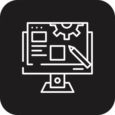 Siyah satırlı Blog Yönetimi Pazarlama simgesi. servis, yönetim, set, teknoloji, medya, dijital, ağ. Vektör illüstrasyonu