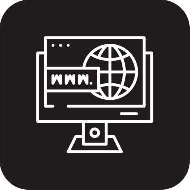 Siyah çizgi tarzında dünya çapında pazarlama simgesi. Dünya, harita, ağ, küresel, dünya, gezegen, seyahat. Vektör illüstrasyonu