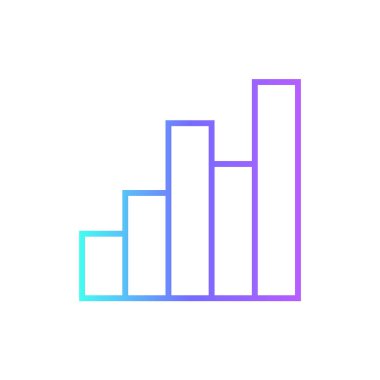 Mavi duoton stili çubuk veri analiz simgesi. Set, çizgi, grafik, element, nesne, bilgi, ağ. Vektör illüstrasyonu