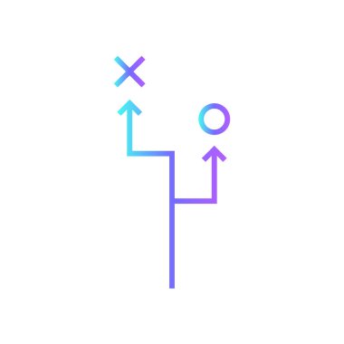 Mavi duoton tarzında karar veri analiz simgesi. Strateji, seçim, yol, konsept, yön, seçenek, rehberlik. Vektör illüstrasyonu