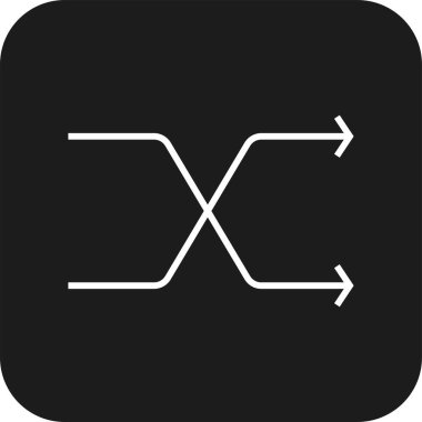 Siyah çizgi biçiminde rastgele veri analiz simgesi. Karıştır, rastgele karıştır, ok, ileri, dön, yön, hareket. Vektör illüstrasyonu