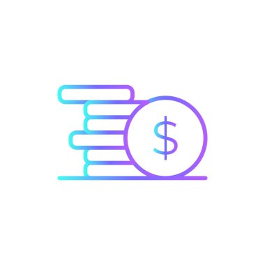 Finansal Veri Analizi ikonu mavi duoton tarzında. Para, ödeme, dolar, finans, tasarruf, depozito, hisse senedi. Vektör illüstrasyonu