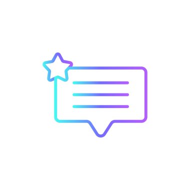 Mavi duotone stili Geribildirim simgesini gözden geçir. Hizmet, derecelendirme, yıldız, tatmin, rapor, araştırma, deneyim. Vektör illüstrasyonu