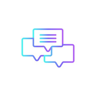 Mavi duoton stili Chat geribildirim simgesi. İletişim, mesaj, konuşma, sosyal, tartışma, online. Vektör illüstrasyonu