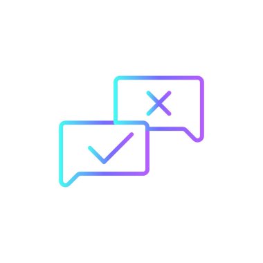 Mavi duoton tarzında bir fikir ikonu. İnceleme, yorum, anket, hizmet, mesaj, deneyim, sohbet. Vektör illüstrasyonu