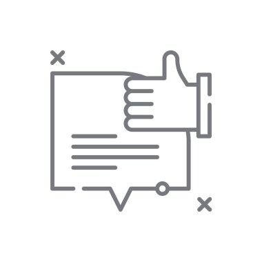 Siyah çizgili pozitif geribildirim simgesi. Derecelendirme, inceleme, müşteri, hizmet, fikir, anket. Vektör illüstrasyonu