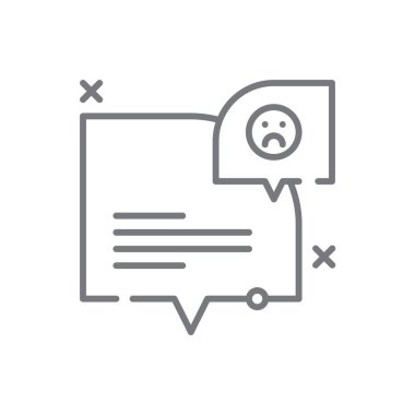 Siyah özet biçimli Yorum Geri bildirim simgesinden nefret et. uygulama, düğme, sosyal, mesaj, kullanıcı, sohbet, paylaşım. Vektör illüstrasyonu