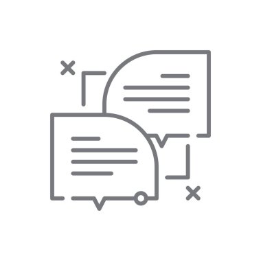 Siyah özet biçimli Yorum Geri bildirim simgesi. mesaj, sosyal, internet, sohbet, medya, uygulama, baloncuk. Vektör illüstrasyonu