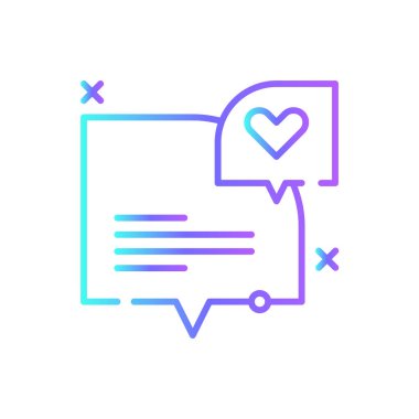 Mavi duoton stili Yorum Geri bildirim simgesi gibi. Sosyal paylaşım, medya, yorum, uygulama, mesaj, kalp. Vektör illüstrasyonu