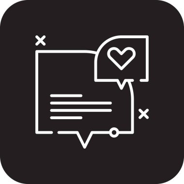 Siyah çizgili Yorum Geribildirim simgesi gibi. Sosyal paylaşım, medya, yorum, uygulama, mesaj, kalp. Vektör illüstrasyonu