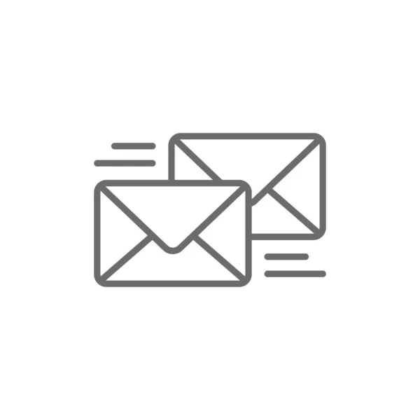 电子邮件营销图标与黑色轮廓风格 Web Message Mail Address Internet Envelope Letter 矢量说明 — 图库矢量图片