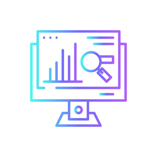 Web Analytics Marketing icon with blue duotone style. chart, data, analysis, search, seo, report, optimization. Vector illustration