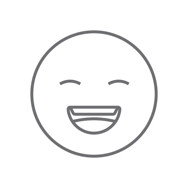 黒いアウトラインスタイルの笑いフィードバックアイコン 楽しさ キャラクター 絵文字 ベクターイラスト — ストックベクタ