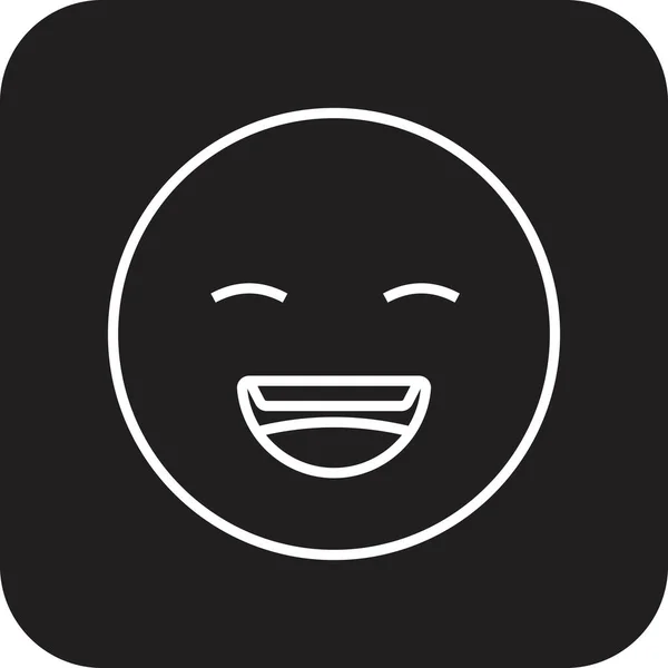 Иконка Обратная Связь Черной Линией Эмоции Счастье Эмоция Веселье Улыбка — стоковый вектор