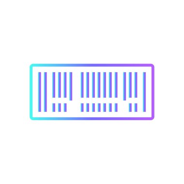 Mavi duoton tarzı barkod E-Commers simgesi. tarama, etiket, tarayıcı, dijital, qr, tarama, veri. Vektör illüstrasyonu