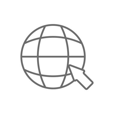 Siyah hatlı internet E-Commers simgesi. Online, teknoloji, sosyal, bilgisayar, medya, dünya, ağ. Vektör illüstrasyonu