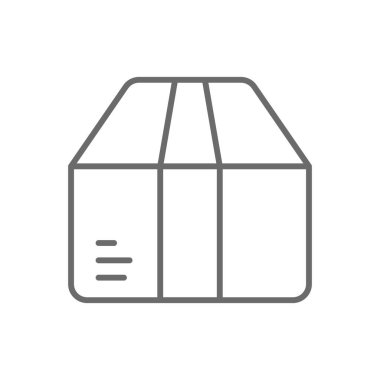 Siyah çizgili E-Commers simgesi. Nakliye, kargo, ambalaj, dağıtım, kırılgan, ürün, paketleme. Vektör illüstrasyonu