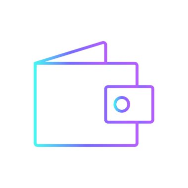 Cüzdan E-Commers ikonu mavi duoton tarzında. Para, ödeme, nakit, dolar, finans, kart, kredi. Vektör illüstrasyonu