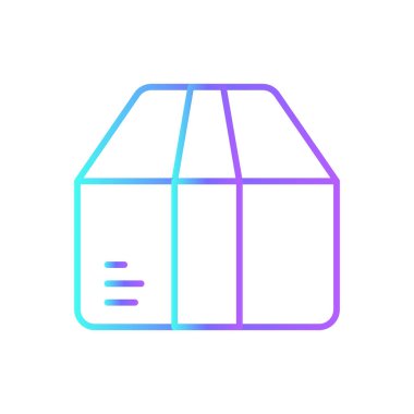 Mavi duoton stili E-Commers simgesi. Nakliye, kargo, ambalaj, dağıtım, kırılgan, ürün, paketleme. Vektör illüstrasyonu