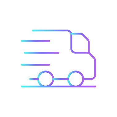 Mavi duoton stili E-Commers ikonu. Ulaşım, teslimat, kargo, kamyon, sevkiyat, lojistik, dağıtım. Vektör illüstrasyonu