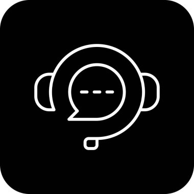 Müşteri hizmetleri E-Commers simgesi, siyah çizgili. Destek, sohbet, çağrı, bağlantı, merkez, bilgi, asistan. Vektör illüstrasyonu