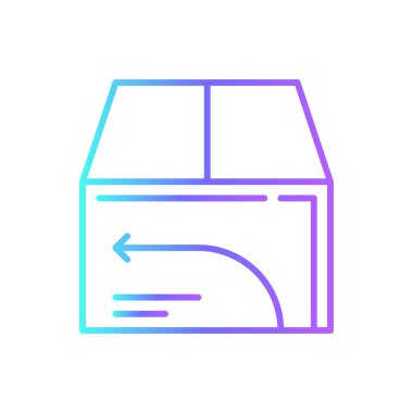 Mavi duotone stili E-Commers simgesini geri getir. nakliye, teslimat, kutu, paket, servis, lojistik, dağıtım. Vektör illüstrasyonu