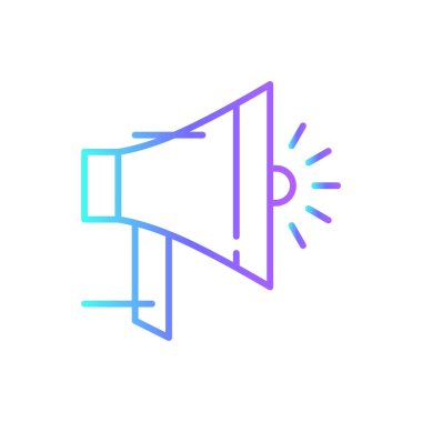 Mavi duoton stili E-Commers ikonu. Pazarlama, internet, medya, piyasa, ticaret, reklam, megafon. Vektör illüstrasyonu