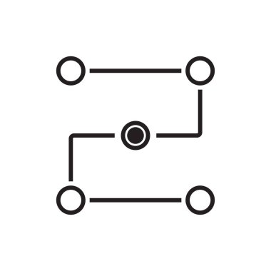 İşlem İşletmeleri ve ofis simgesi, siyah ana hatlı. Yönetim, teknoloji, gelişim, konsept, proje, strateji, yenilik. Vektör illüstrasyonu