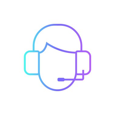 Müşteri hizmetleri ve ofis ikonu mavi duoton tarzında. Yardım, destek, çağrı, merkez, çevrimiçi, kişi, iletişim. Vektör illüstrasyonu