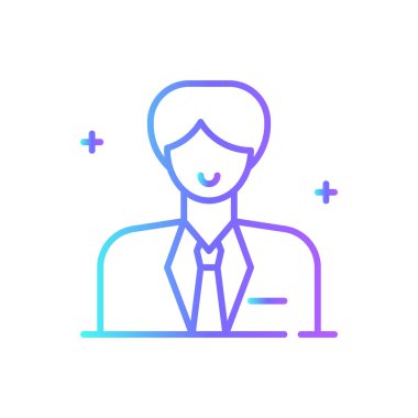 İşadamı İşadamı ve ofis ikonu mavi duoton tarzında. İnsanlar, menajer, insan, insan, toplantı, iş, lider. Vektör illüstrasyonu