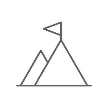 Başarı İş ve ofis simgesi, siyah ana hatlı. Başarı, hedef, hedef, strateji, konsept, kazanmak, performans. Vektör illüstrasyonu