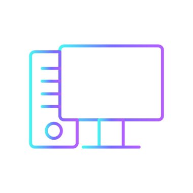 Bilgisayar işi ve ofis ikonu mavi duoton tarzında. İnternet, teknoloji, cihaz, ekipman, defter, elektronik, dijital. Vektör illüstrasyonu