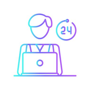 Çok çalışan iş ve ofis ikonu mavi duoton tarzında. Stres, yorgunluk, depresyon, yoğun, stresli, son teslim tarihi. Vektör illüstrasyonu