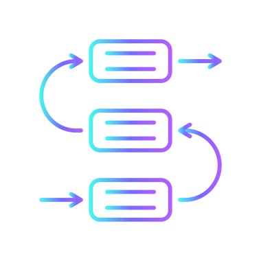 Mavi duoton tarzı planlama ve ofis ikonu. Strateji, proje, pazarlama, başarı, takım, süreç, hedef. Vektör illüstrasyonu